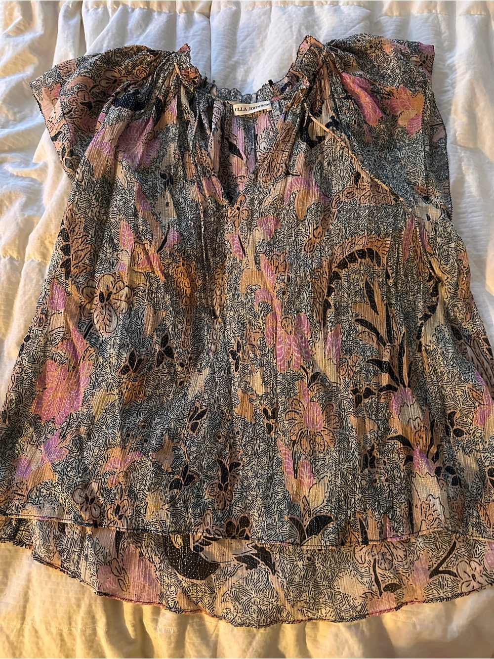 Ulla Johnson Floral Short Sleeve Blouse